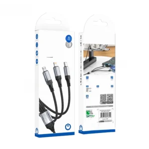 ang cb06 3 in 1 usb a to micro/ type c/ lightning charging data cable – black